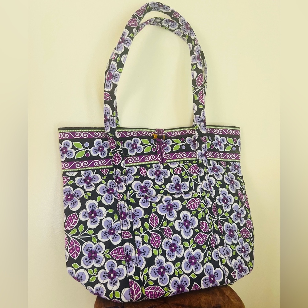 Vera Bradley Purple Floral Large Tote, NWT - Picture 1 of 7